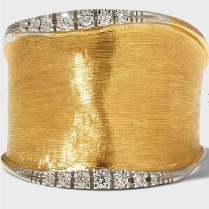 Marco Bicego Lunaria 18K Yellow Gold Diamond Wide Band Ring | 0.12 CT